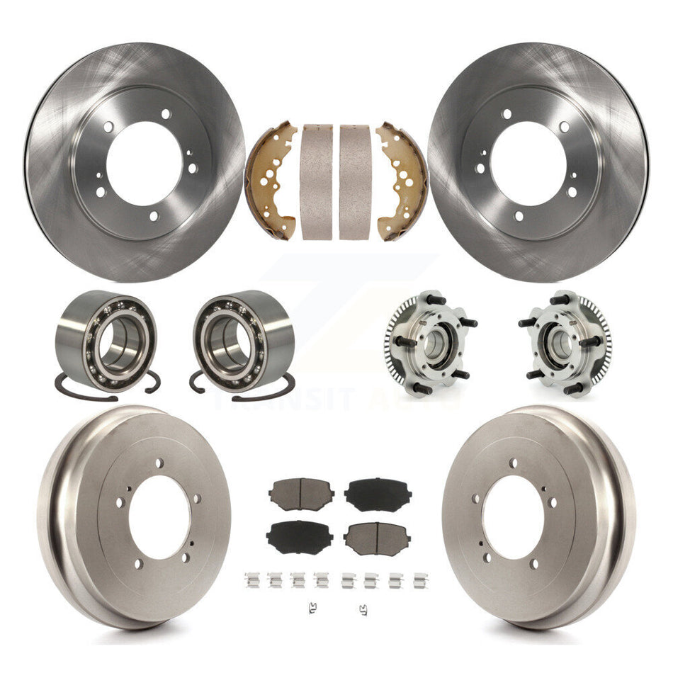 Front Rear Hub Bearings Assembly Disc Brake Rotors And Ceramic Pads Shoes Kit (10Pc) For Suzuki XL-7 Grand Vitara KBB-118942