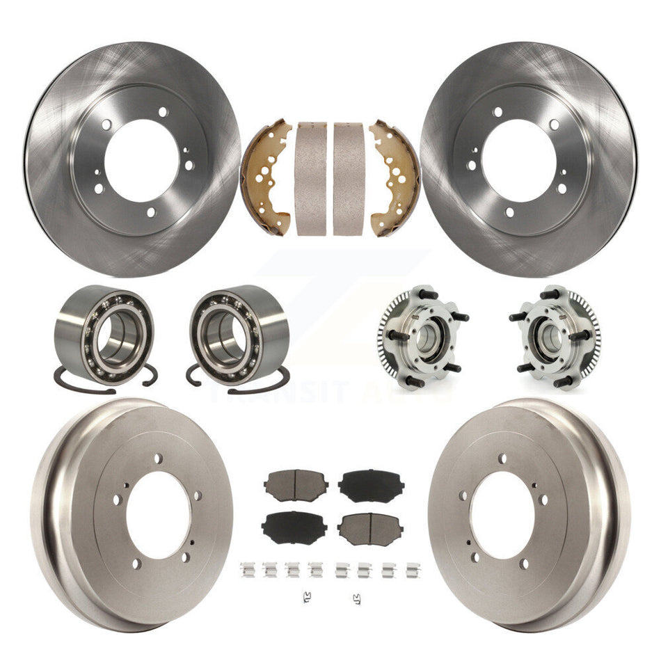 Front Rear Hub Bearings Assembly Disc Brake Rotors And Ceramic Pads Shoes Kit (10Pc) For Suzuki XL-7 Grand Vitara KBB-118942