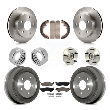 Front Rear Hub Bearings Disc Brake Rotors And Pads Shoes Kit (10Pc) For Dodge Ram 1500 KBB-118952