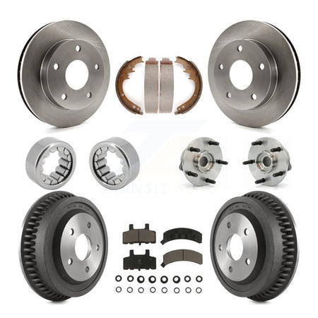 Front Rear Hub Bearings Disc Brake Rotors And Pads Shoes Kit (10Pc) For Dodge Ram 1500 KBB-118954