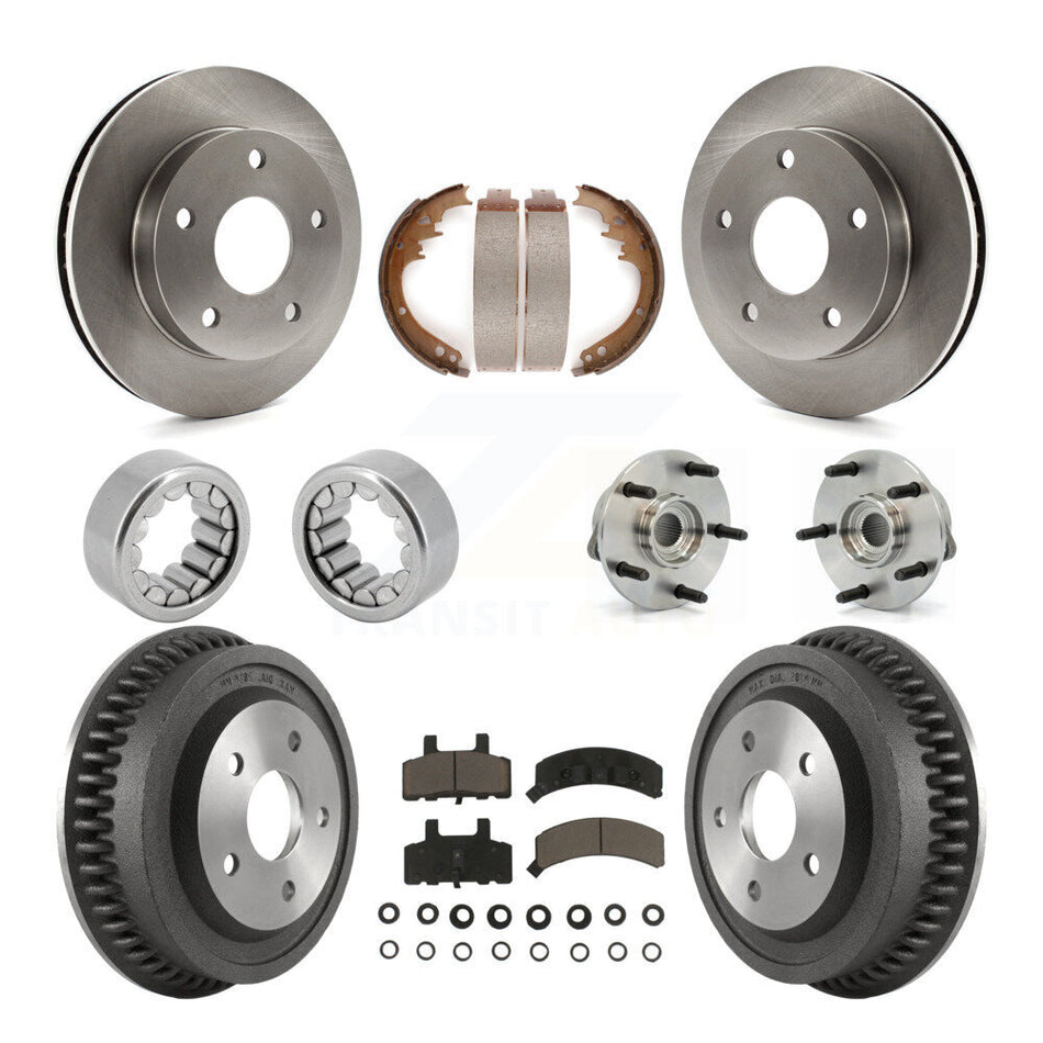 Front Rear Hub Bearings Disc Brake Rotors And Pads Shoes Kit (10Pc) For Dodge Ram 1500 KBB-118954