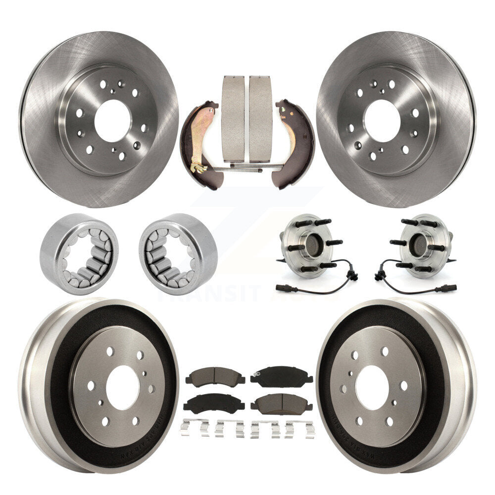 Front Rear Hub Bearing Brake Rotor & Pad Shoe Kit (10Pc) For Chevrolet Silverado 1500 GMC KBB-118956