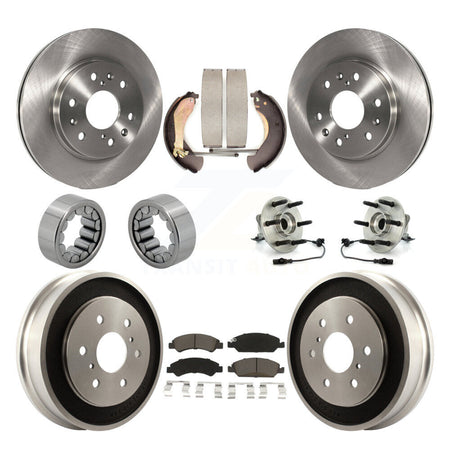 Front Rear Hub Bearing Brake Rotor & Pad Shoe Kit (10Pc) For Chevrolet Silverado 1500 GMC KBB-118962