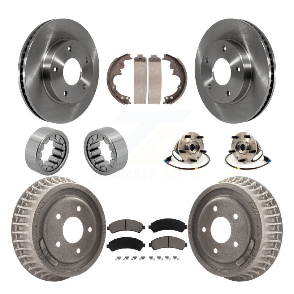 Front Rear Hub Bearing Brake Rotor & Pads Shoe Kit (10Pc) For 1998-2003 Chevrolet S10 4WD KBB-118972