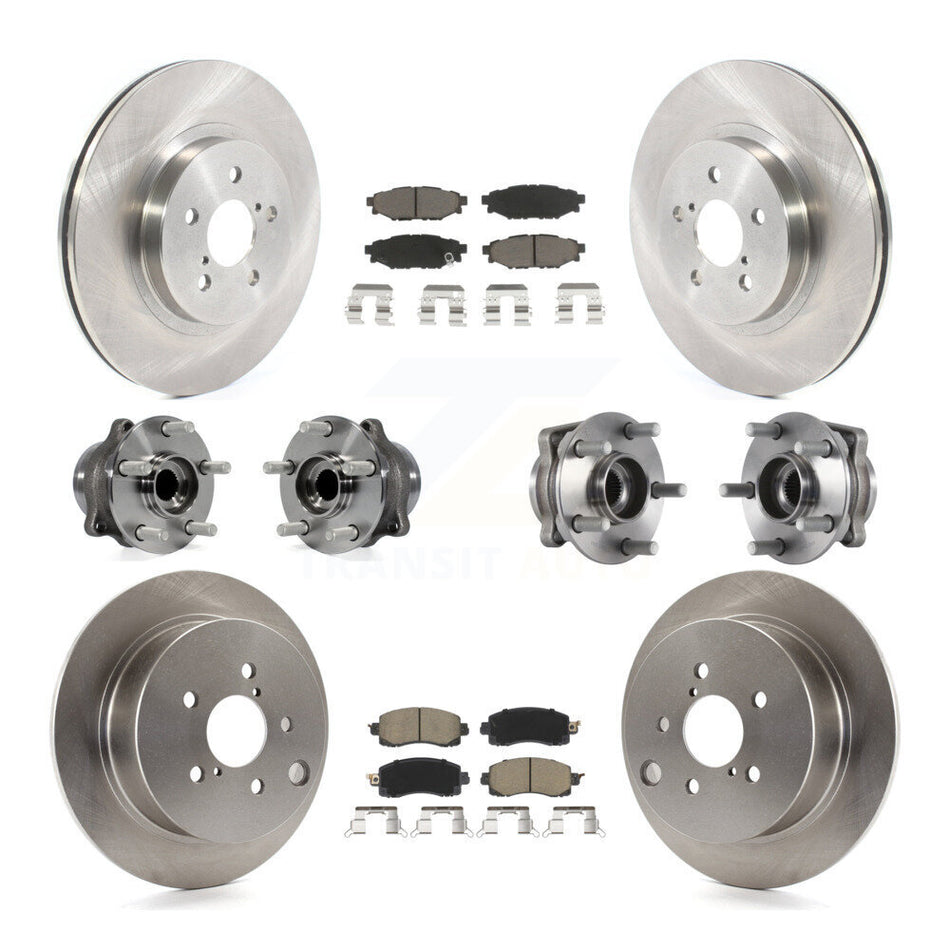 Front Rear Hub Bearings Assembly Disc Brake Rotors And Ceramic Pads Kit (10Pc) For Subaru Crosstrek Impreza KBB-118996