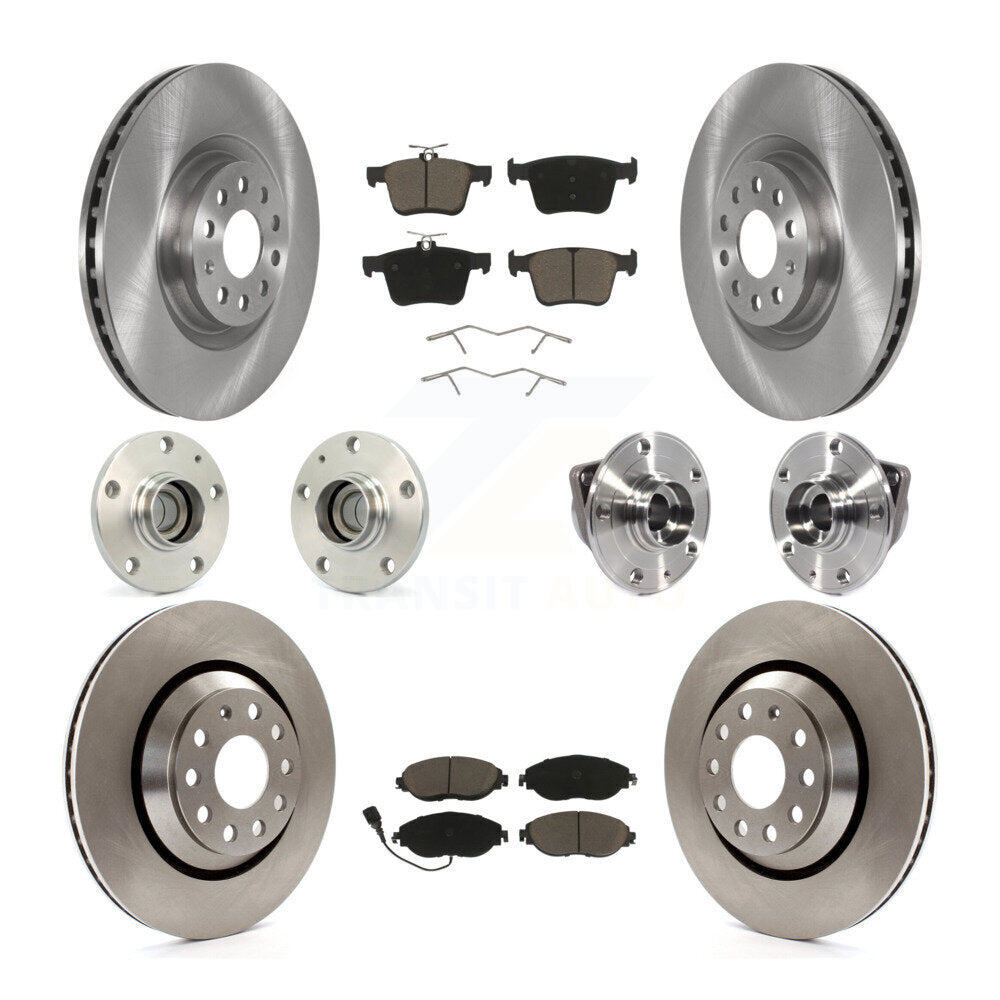 Front Rear Hub Bearings Disc Brake Rotors And Pads Kit (10Pc) For Volkswagen Arteon FWD KBB-118998