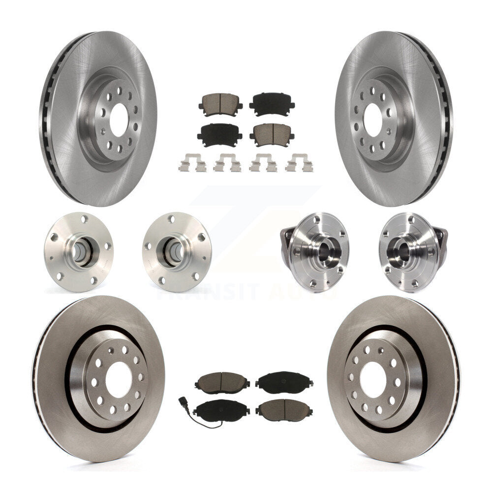 Front Rear Hub Bearings Disc Brake Rotors And Ceramic Pads Kit (10Pc) For Volkswagen GTI KBB-118999