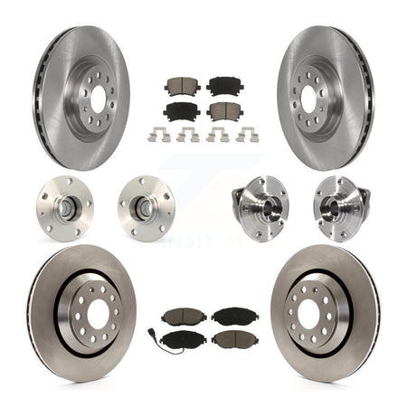 Front Rear Hub Bearings Disc Brake Rotors And Ceramic Pads Kit (10Pc) For Volkswagen GTI KBB-118999