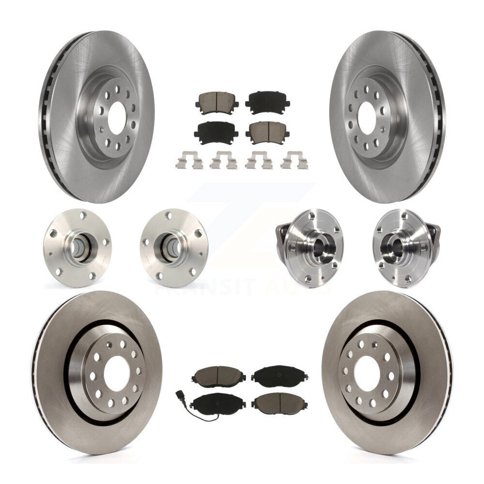 Front Rear Hub Bearings Disc Brake Rotors And Ceramic Pads Kit (10Pc) For Volkswagen GTI KBB-118999