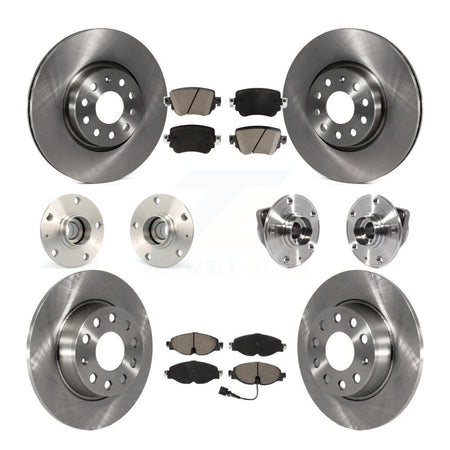 Front Rear Hub Bearings Disc Brake Rotors And Ceramic Pads Kit (10Pc) For Volkswagen GTI KBB-119002