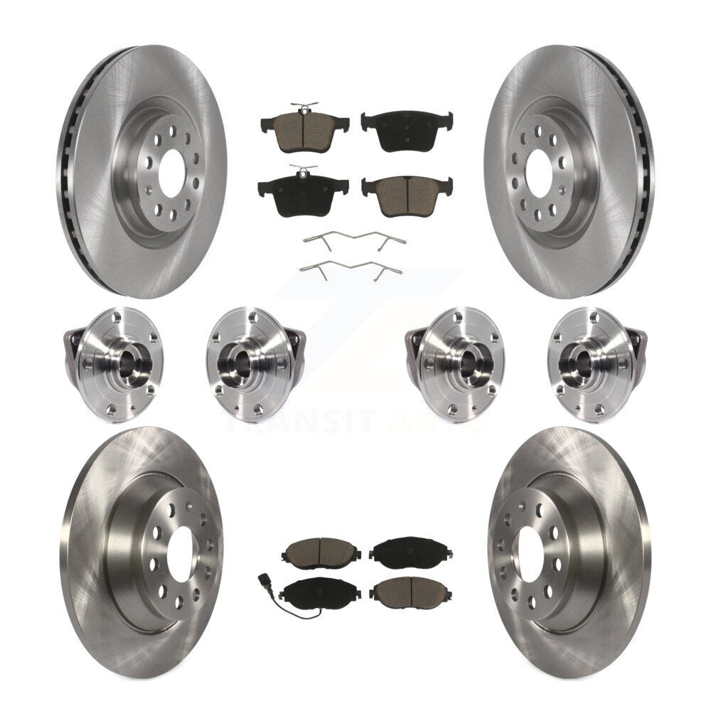 Front Rear Hub Bearing Brake Rotor And Pad Kit (10Pc) For 2018-2022 Volkswagen Tiguan AWD KBB-119003