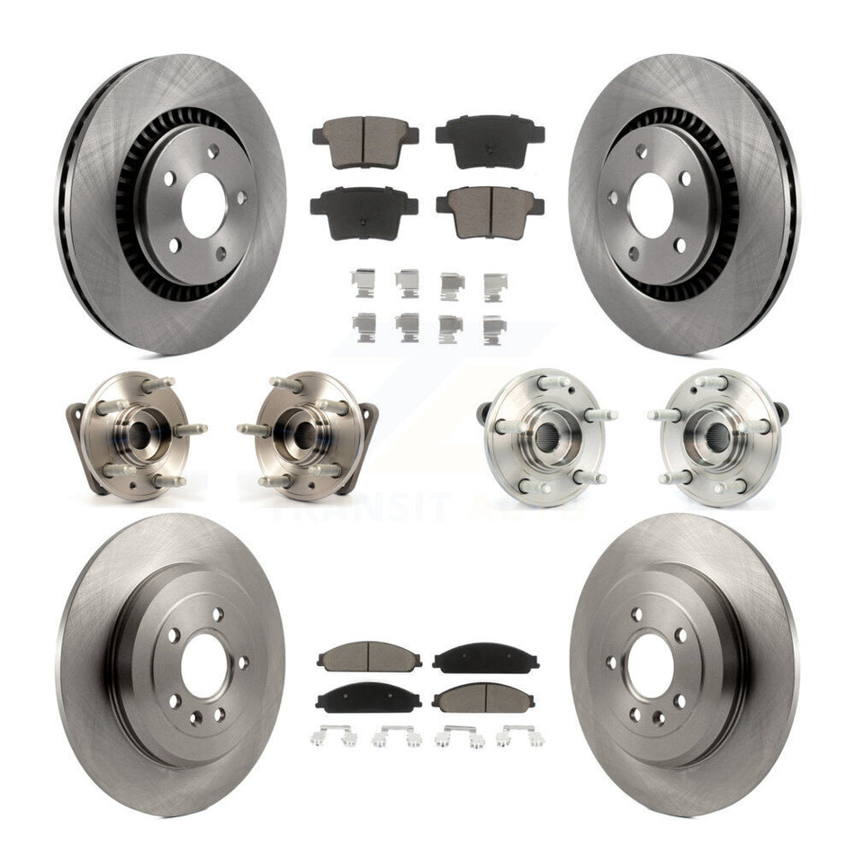 Front Rear Hub Bearings Assembly Disc Brake Rotors And Ceramic Pads Kit (10Pc) For Ford Five Hundred Freestyle Taurus Mercury Montego X Sable FWD KBB-119004