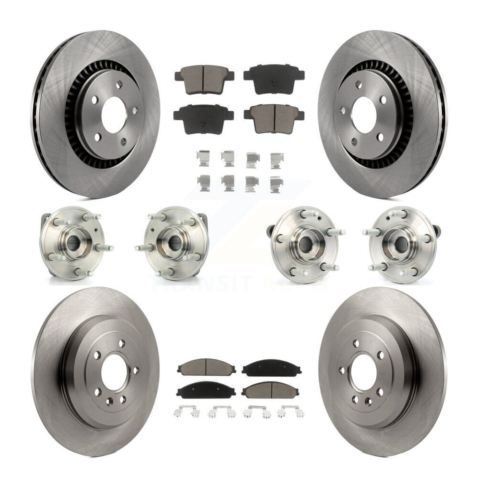 Front Rear Hub Bearings Assembly Disc Brake Rotors And Ceramic Pads Kit (10Pc) For Ford Five Hundred Freestyle Taurus Mercury Montego X Sable AWD KBB-119005