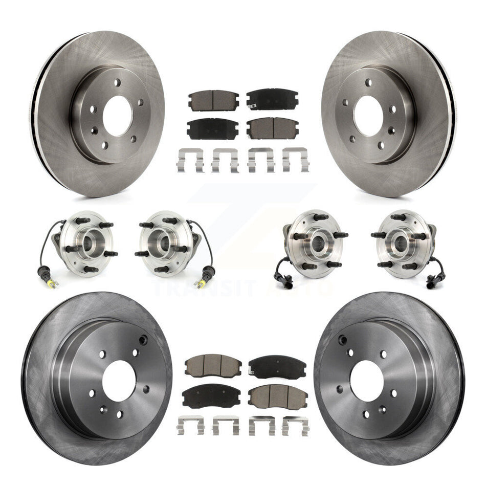 Front Rear Hub Bearings Assembly Disc Brake Rotors And Ceramic Pads Kit (10Pc) For Chevrolet Equinox Saturn Vue Captiva Sport Pontiac Torrent Suzuki XL-7 KBB-119006