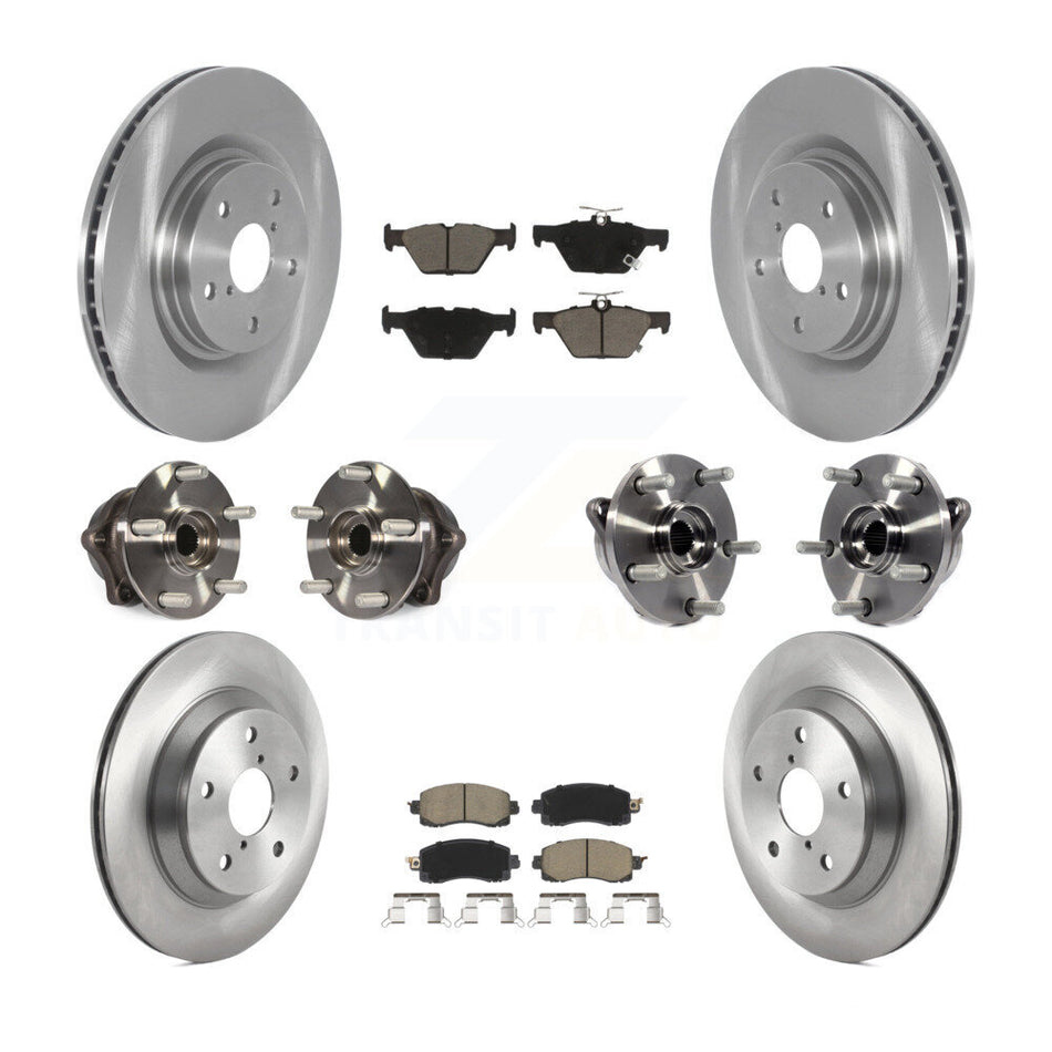 Front Rear Hub Bearings Assembly Disc Brake Rotors And Ceramic Pads Kit (10Pc) For 2019 Subaru Forester With 316mm Diameter Rotor KBB-119007
