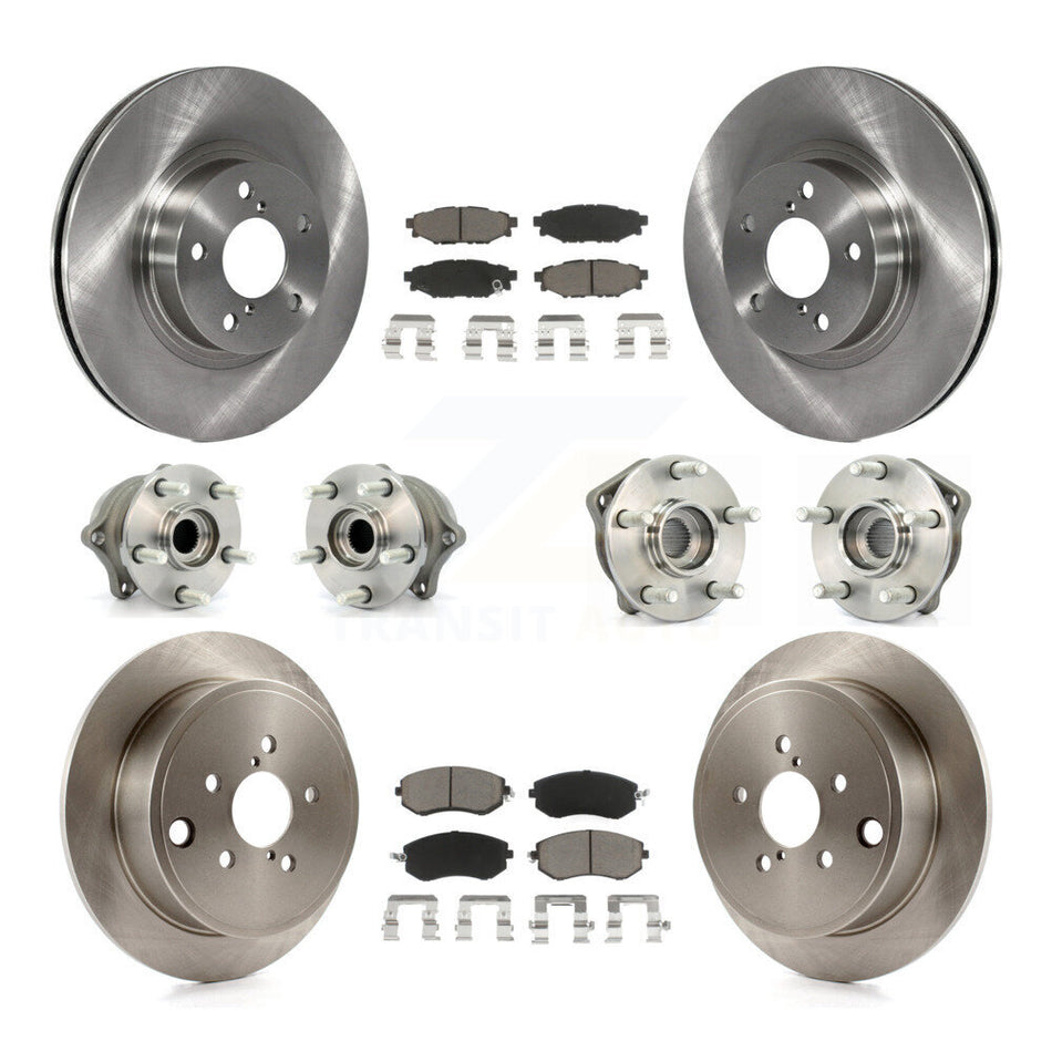 Front Rear Hub Bearings Assembly Disc Brake Rotors And Ceramic Pads Kit (10Pc) For 2011 Subaru Impreza Outback Sport 2.5i Premium KBB-119023