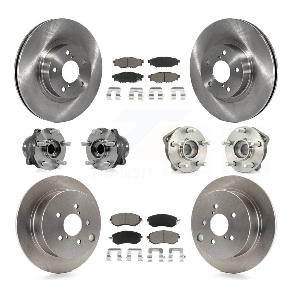 Front Rear Hub Bearings Assembly Disc Brake Rotors And Ceramic Pads Kit (10Pc) For 2012-2013 Subaru Impreza Limited Base Premium KBB-119024