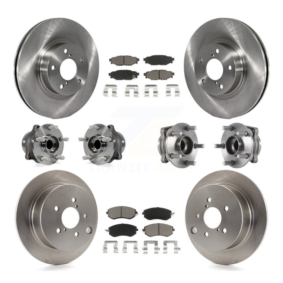 Front Rear Hub Bearings Assembly Disc Brake Rotors And Ceramic Pads Kit (10Pc) For Subaru Impreza KBB-119032