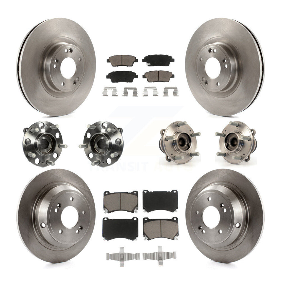 Front Rear Hub Bearings Assembly Disc Brake Rotors And Ceramic Pads Kit (10Pc) For Hyundai Genesis KBB-119034