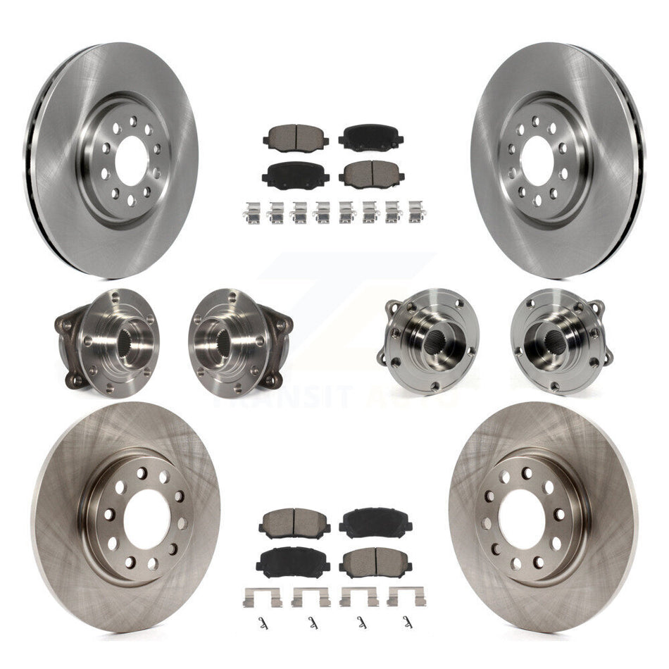 Front Rear Hub Bearing Disc Brake Rotor And Pad Kit (10Pc) For 2015-2017 Chrysler 200 AWD KBB-119046