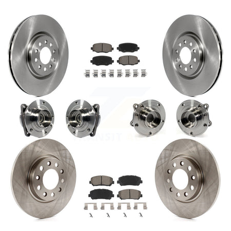Front Rear Hub Bearing Disc Brake Rotor And Pad Kit (10Pc) For 2015-2017 Chrysler 200 FWD KBB-119047
