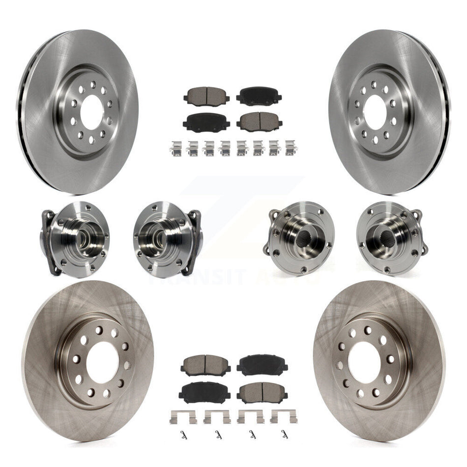 Front Rear Hub Bearing Disc Brake Rotor And Pad Kit (10Pc) For 2015-2017 Chrysler 200 FWD KBB-119047