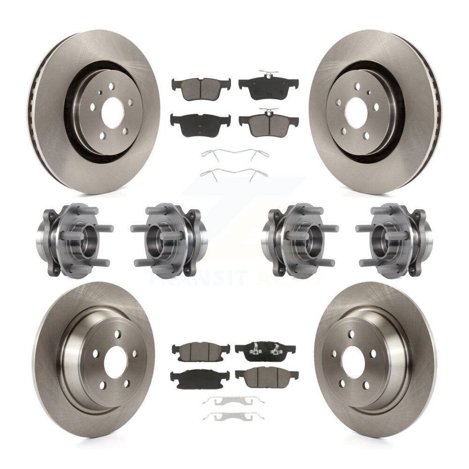 Front Rear Hub Bearings Assembly Disc Brake Rotors And Ceramic Pads Kit (10Pc) For Ford Edge Lincoln MKX AWD KBB-119050