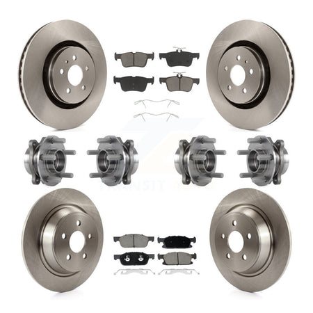 Front Rear Hub Bearings Disc Brake Rotors And Pads Kit (10Pc) For Lincoln Continental AWD KBB-119052