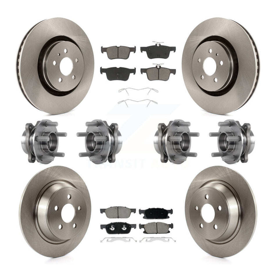 Front Rear Hub Bearings Disc Brake Rotors And Pads Kit (10Pc) For Lincoln Continental AWD KBB-119052