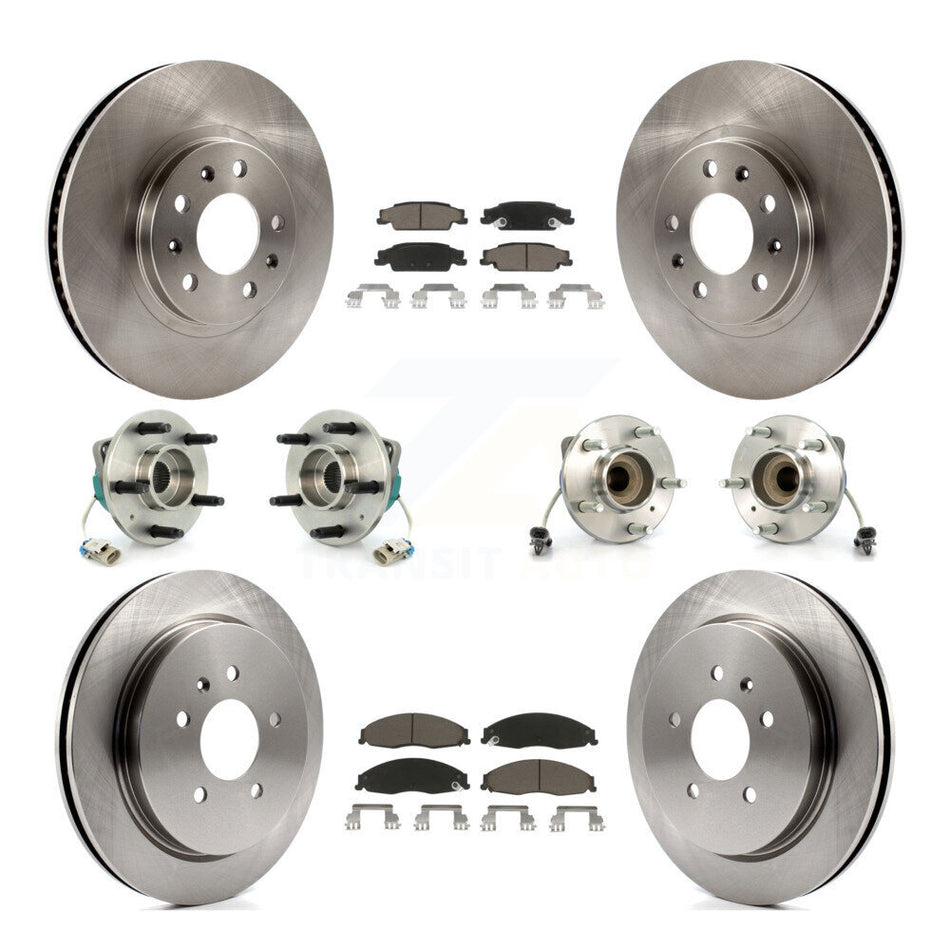 Front Rear Hub Bearings Assembly Disc Brake Rotors And Ceramic Pads Kit (10Pc) For Cadillac CTS With Standard Suspension KBB-119055