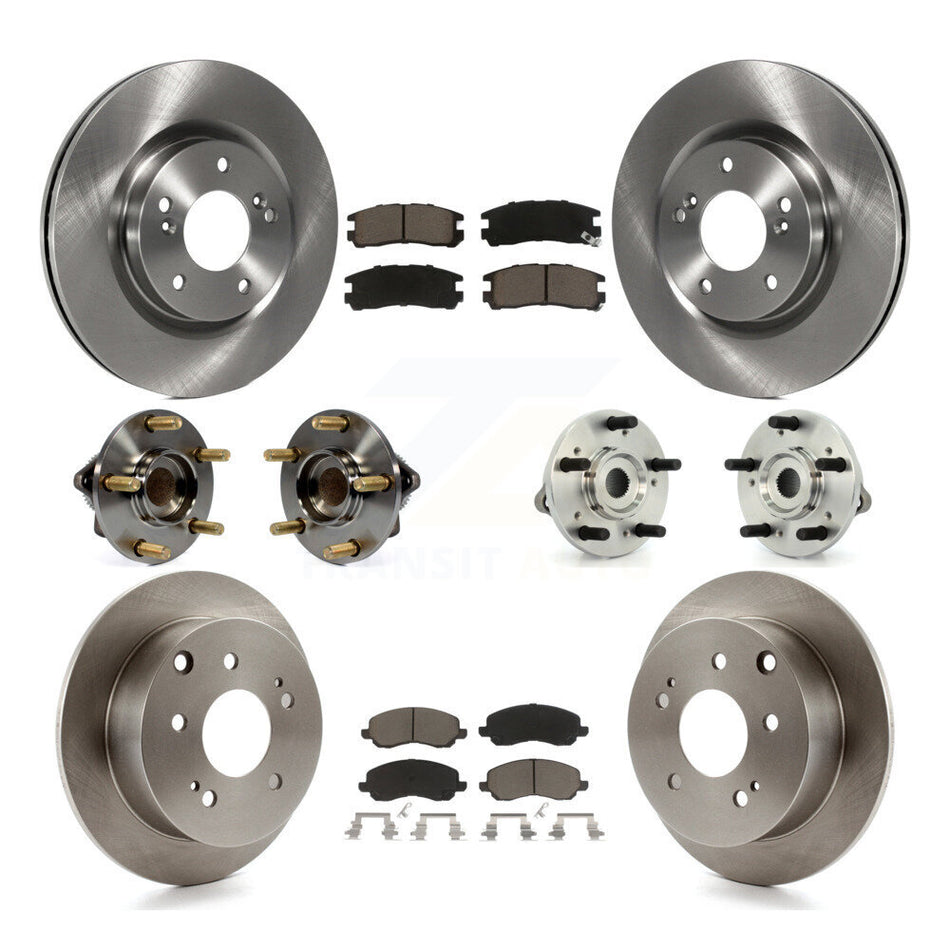 Front Rear Hub Bearings Assembly Disc Brake Rotors And Ceramic Pads Kit (10Pc) For Mitsubishi Galant Eclipse KBB-119067