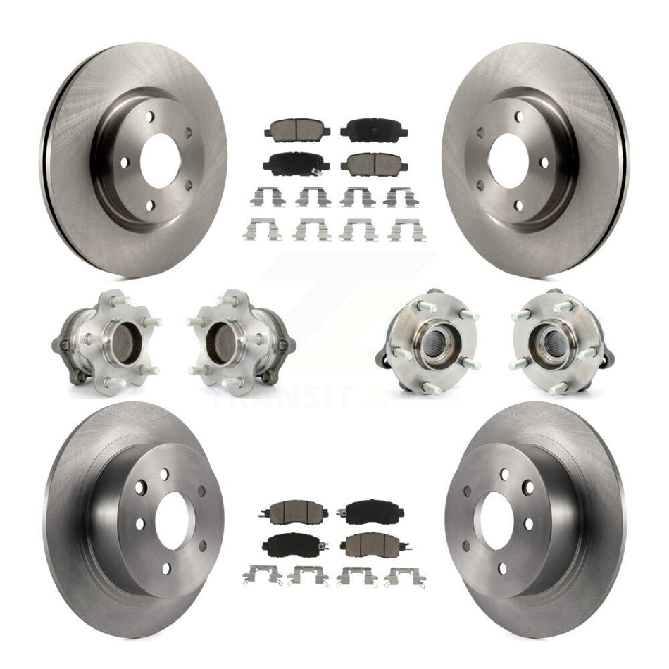 Front Rear Hub Bearings Assembly Disc Brake Rotors And Ceramic Pads Kit (10Pc) For Nissan Altima KBB-119080
