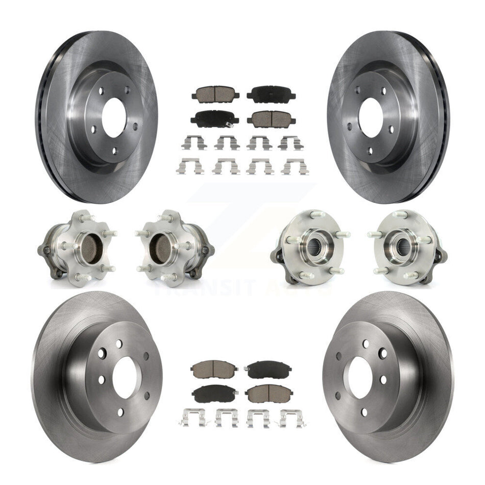 Front Rear Hub Bearings Assembly Disc Brake Rotors And Ceramic Pads Kit (10Pc) For Nissan Altima KBB-119081