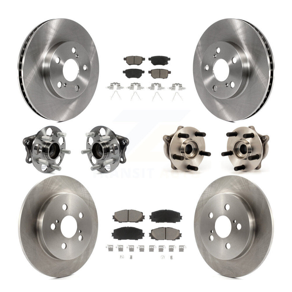Front Rear Hub Bearings Assembly Disc Brake Rotors And Ceramic Pads Kit (10Pc) For Toyota Prius Plug-In KBB-119083