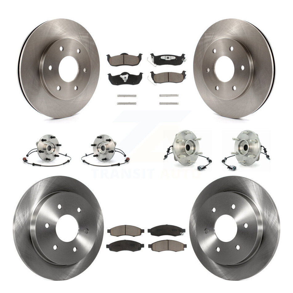 Front Rear Hub Bearings Assembly Disc Brake Rotors And Ceramic Pads Kit (10Pc) For Nissan Pathfinder Armada INFINITI QX56 KBB-119091