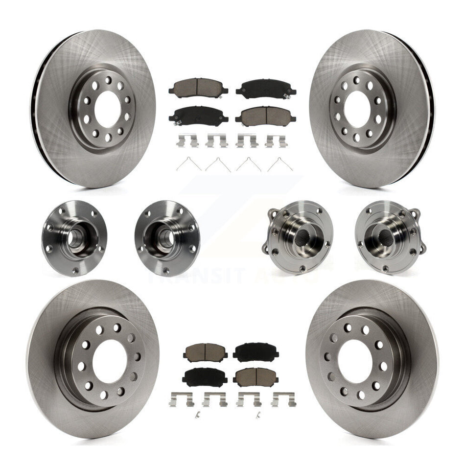 Front Rear Hub Bearings Assembly Disc Brake Rotors And Ceramic Pads Kit (10Pc) For 2013-2016 Dodge Dart KBB-119095