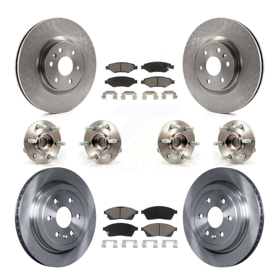 Front Rear Hub Bearings Assembly Disc Brake Rotors And Ceramic Pads Kit (10Pc) For Cadillac SRX Saab 9-4X KBB-119096