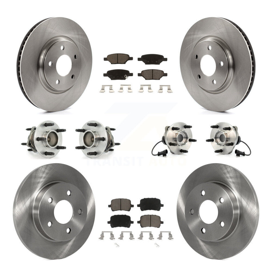 Front Rear Hub Bearings Assembly Disc Brake Rotors And Ceramic Pads Kit (10Pc) For Chevrolet Malibu Pontiac G6 Saturn Aura KBB-119097