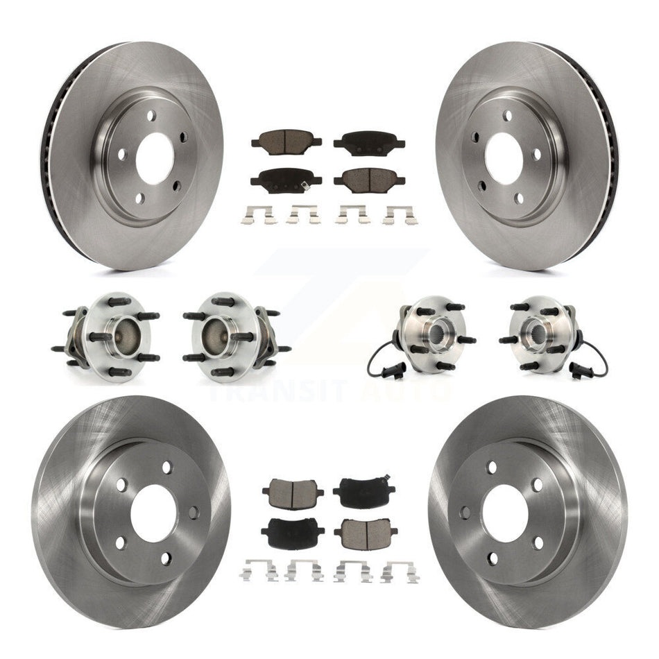 Front Rear Hub Bearings Assembly Disc Brake Rotors And Ceramic Pads Kit (10Pc) For Chevrolet Malibu HHR Pontiac G6 KBB-119100
