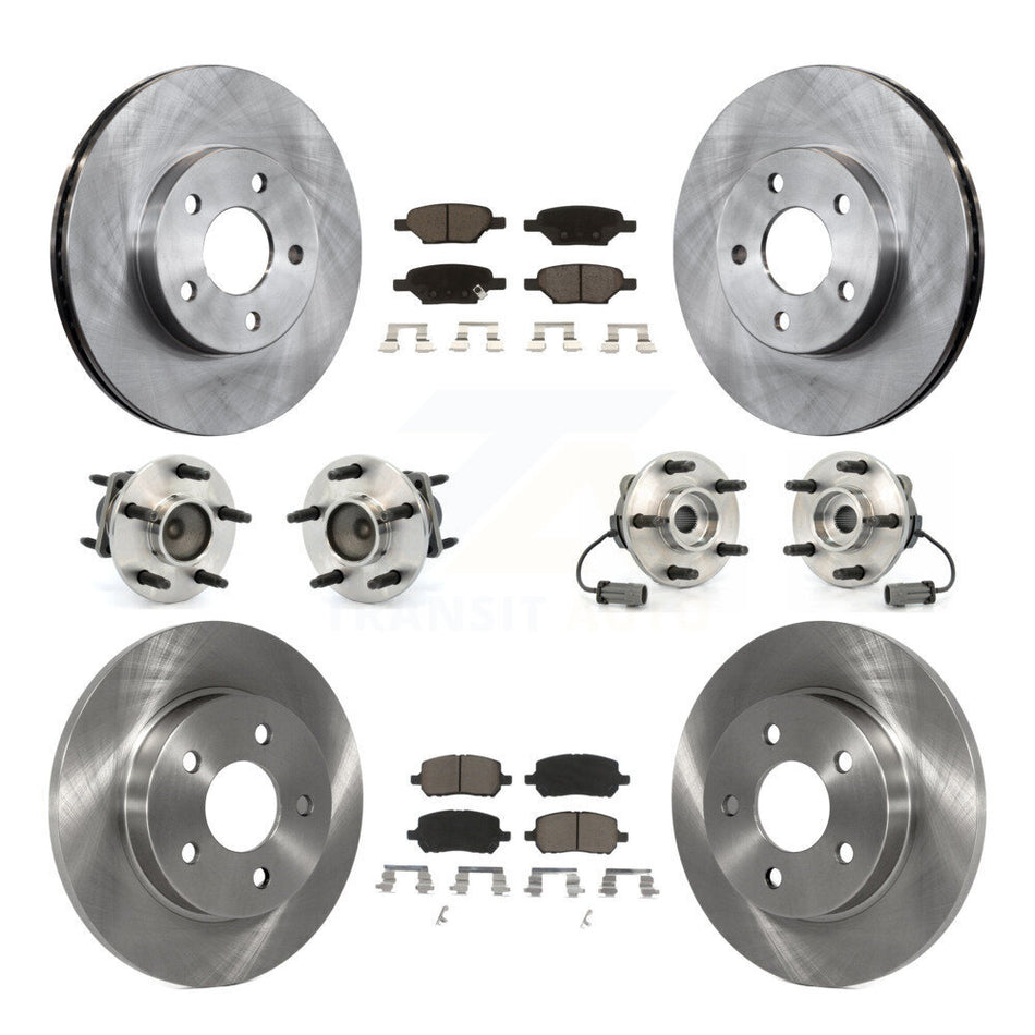 Front Rear Hub Bearings Assembly Disc Brake Rotors And Ceramic Pads Kit (10Pc) For 2007-2010 Pontiac G5 With Drum Brakes 5 Lug Wheels KBB-119106