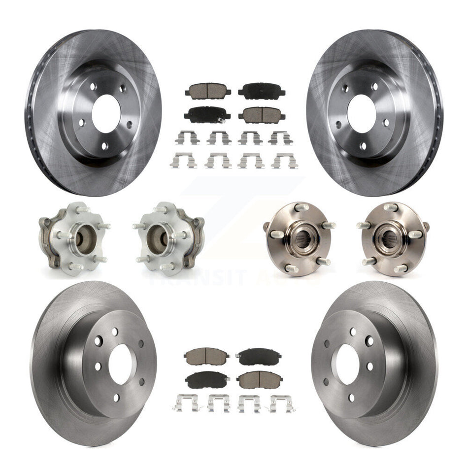 Front Rear Hub Bearings Assembly Disc Brake Rotors And Ceramic Pads Kit (10Pc) For 2007-2012 Nissan Sentra SE-R with 2.5L KBB-119110