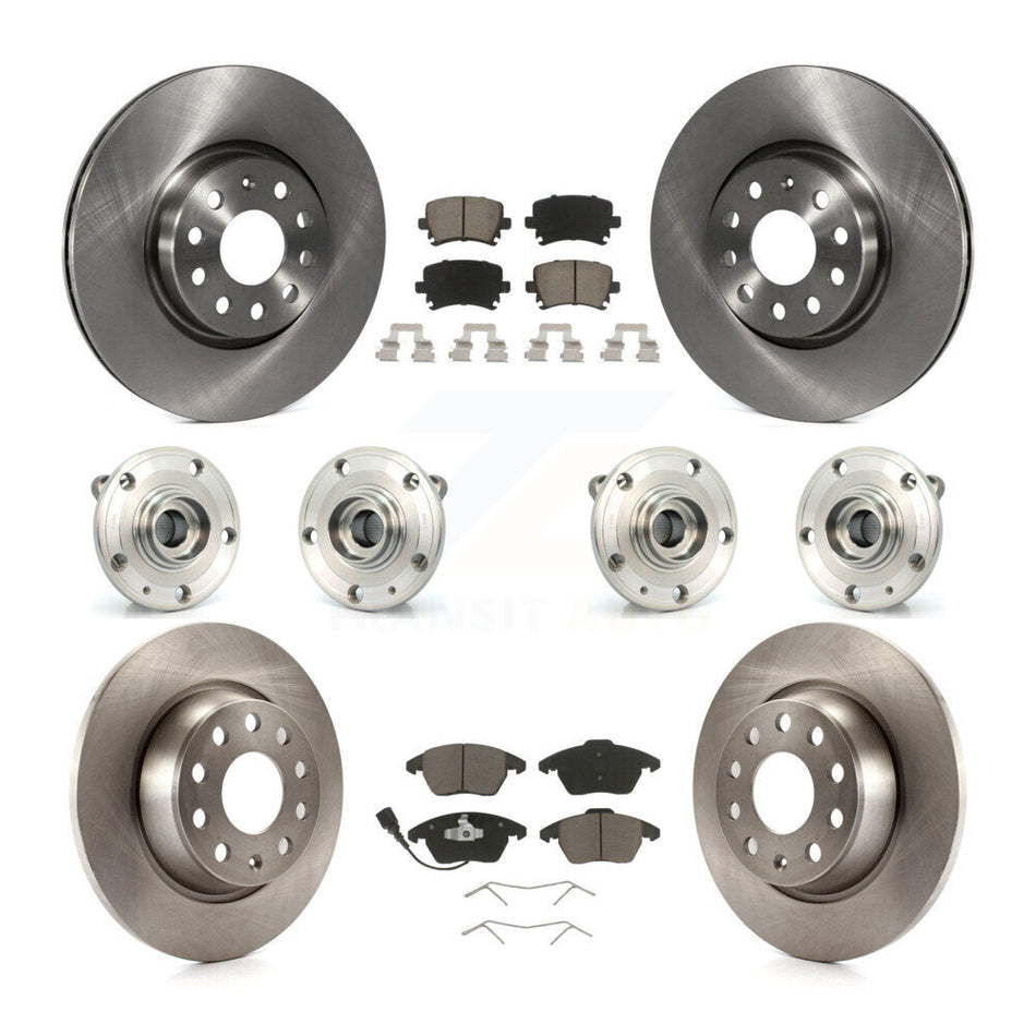 Front Rear Hub Bearings Assembly Disc Brake Rotors And Ceramic Pads Kit (10Pc) For Volkswagen Passat Audi A3 Quattro KBB-119125