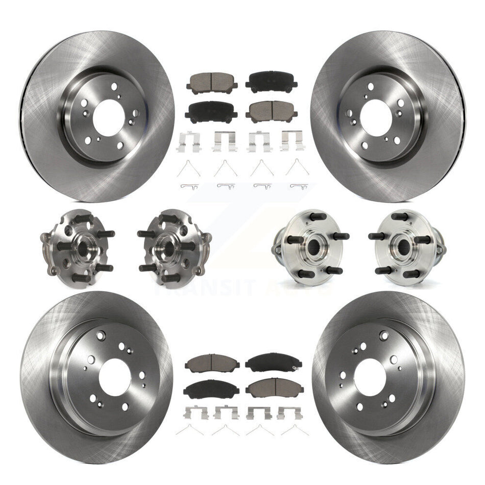 Front Rear Hub Bearings Assembly Disc Brake Rotors And Ceramic Pads Kit (10Pc) For Honda Pilot Acura MDX ZDX KBB-119130