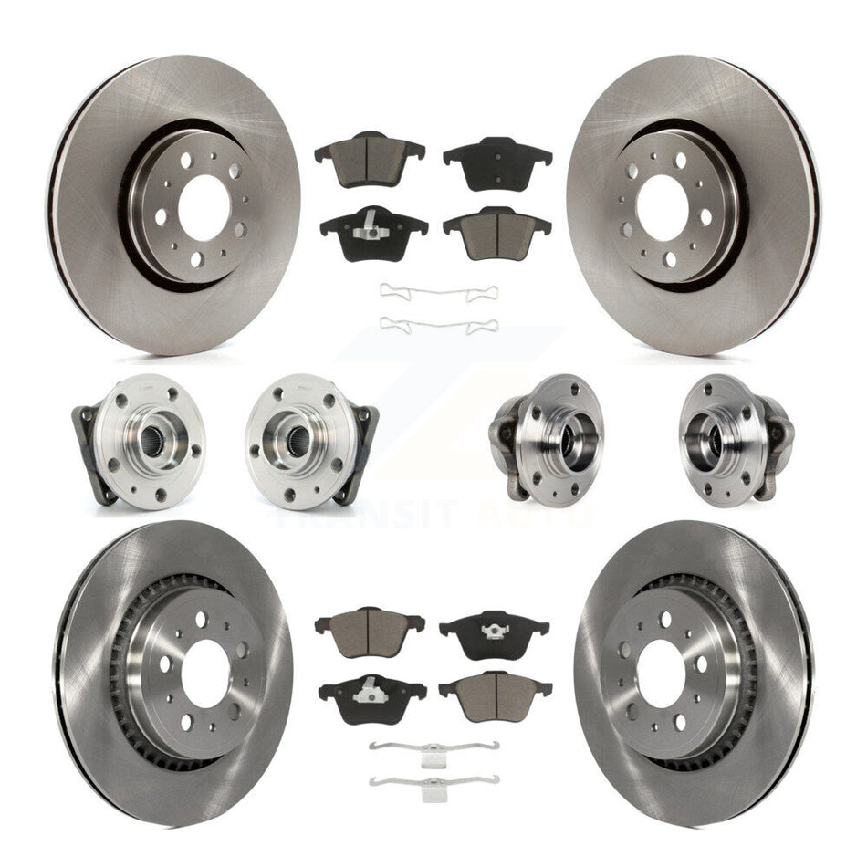 Front Rear Hub Bearings Assembly Disc Brake Rotors And Ceramic Pads Kit (10Pc) For 2008-2014 Volvo XC90 AWD With 316mm Diameter Rotor KBB-119131