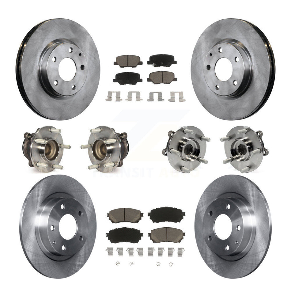 Front Rear Hub Bearings Assembly Disc Brake Rotors And Ceramic Pads Kit (10Pc) For Mazda 6 KBB-119148