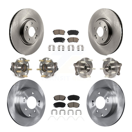Front Rear Hub Bearings Disc Brake Rotors And Ceramic Pads Kit (10Pc) For Kia Optima KBB-119149