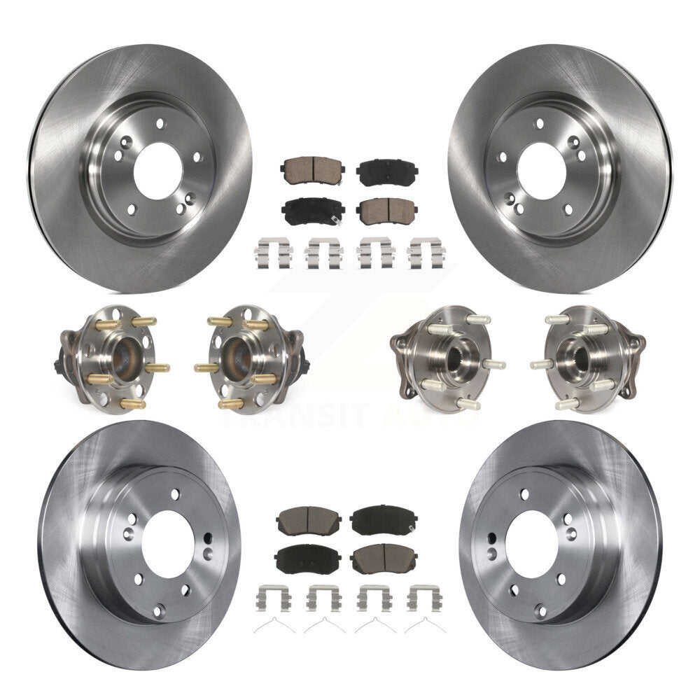 Front Rear Hub Bearings Disc Brake Rotors And Ceramic Pads Kit (10Pc) For Kia Optima KBB-119151