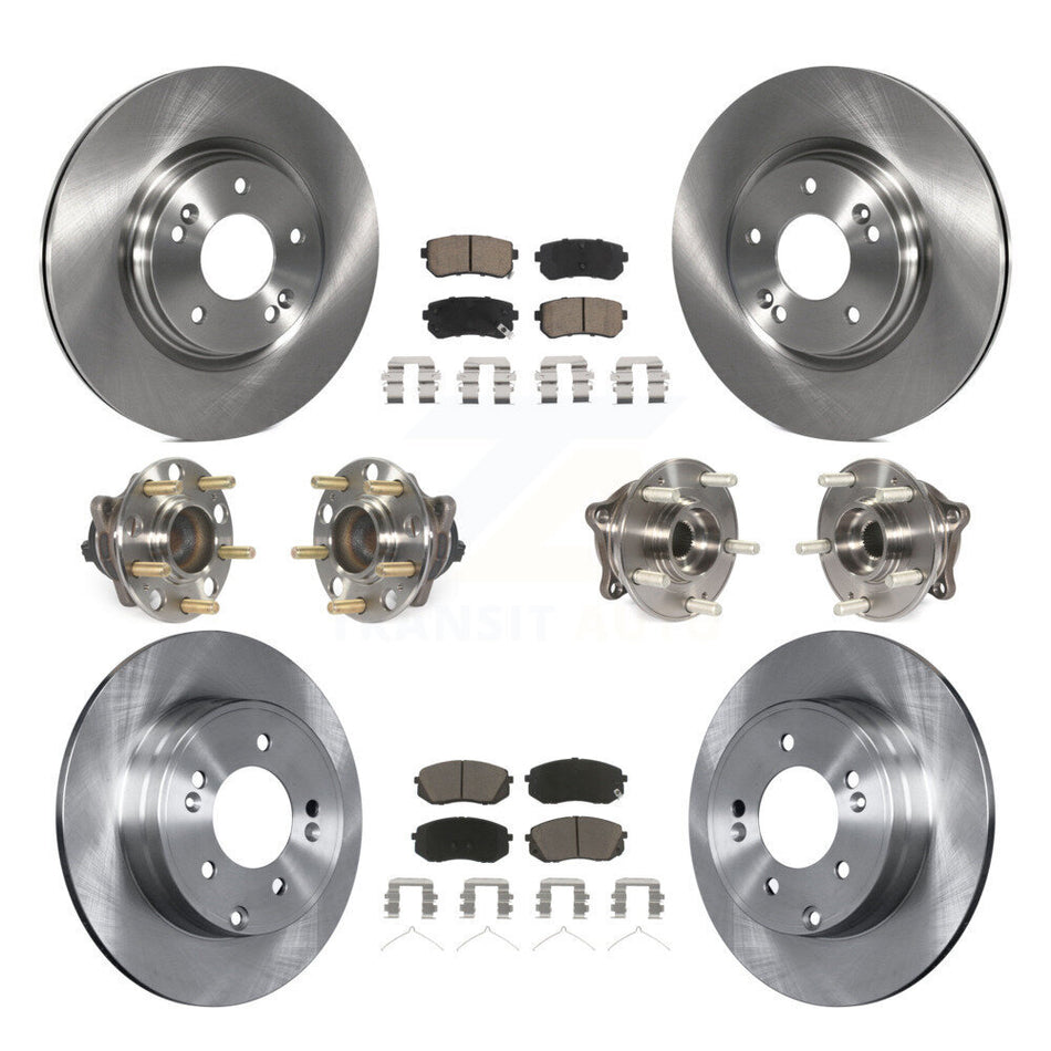 Front Rear Hub Bearings Disc Brake Rotors And Ceramic Pads Kit (10Pc) For Kia Optima KBB-119151