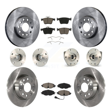 Front Rear Hub Bearing Disc Brake Rotor & Pads Kit (10Pc) For 2015-2019 Volkswagen e-Golf KBB-119167
