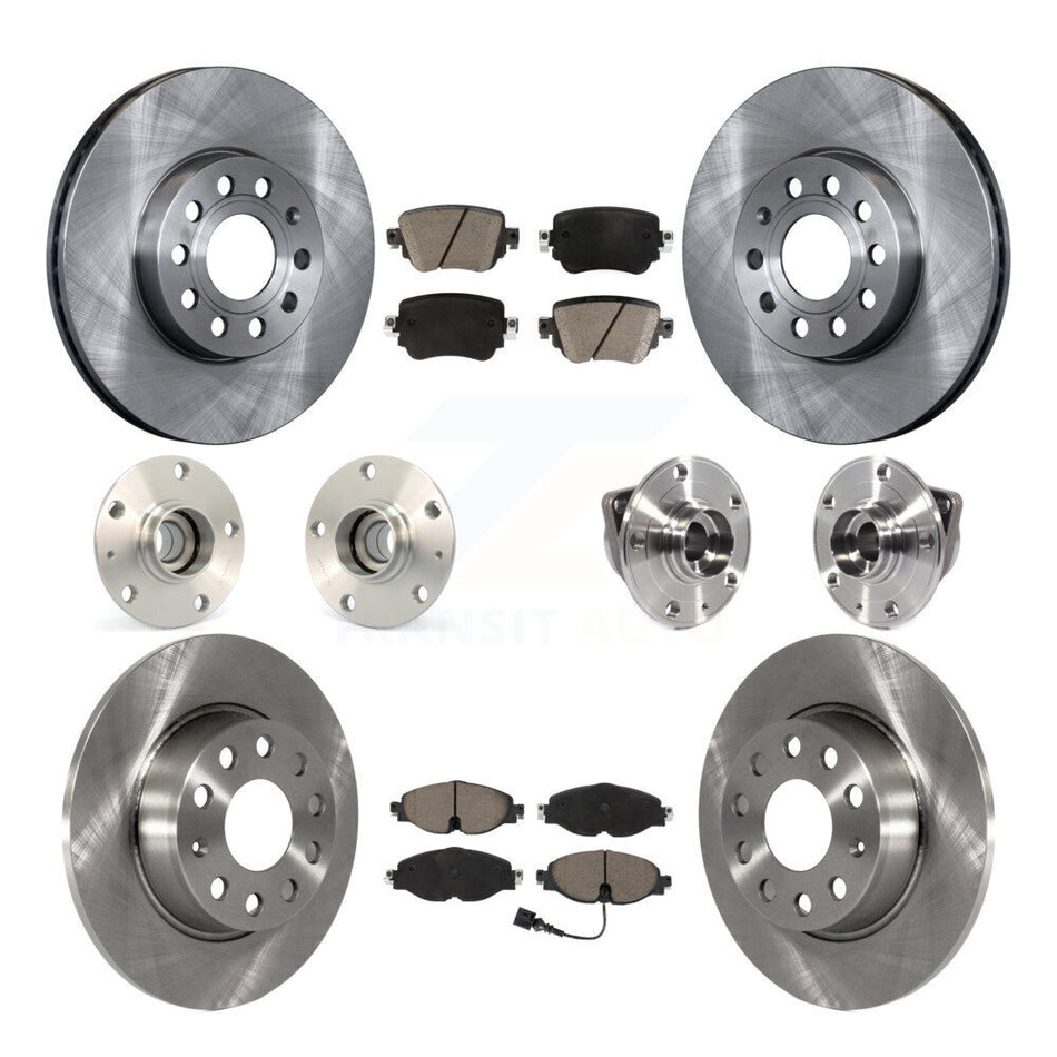 Front Rear Hub Bearing Disc Brake Rotor And Pad Kit (10Pc) For Volkswagen Golf SportWagen KBB-119170
